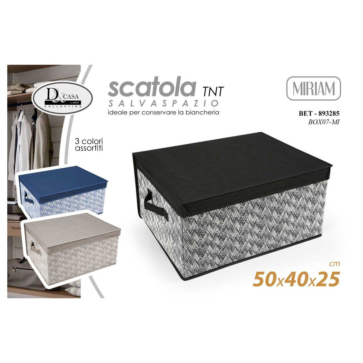 Scatola TNT salvaspazio Miriam 50x40x25 cm - 1 pezzo assortito