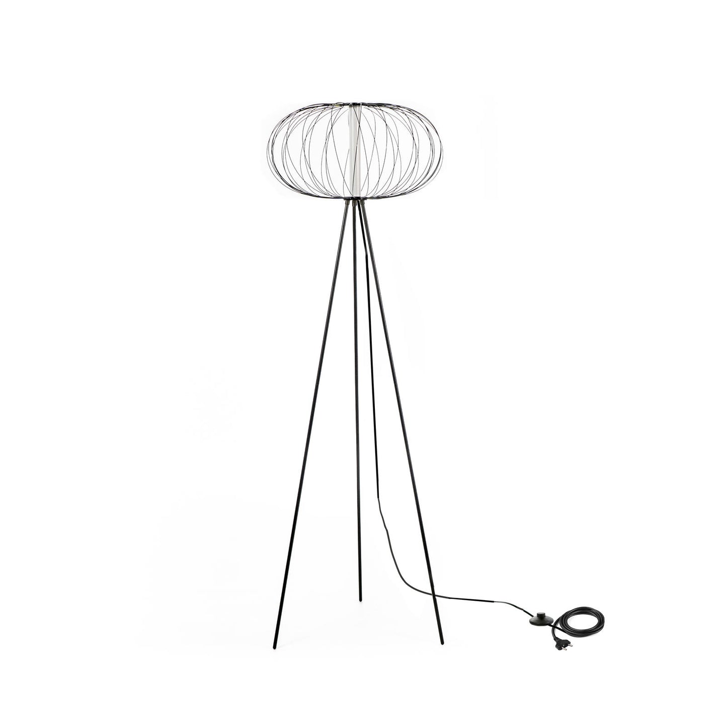 Lampada da terra in acciaio con paralume nero lucido 50x50x150h cm