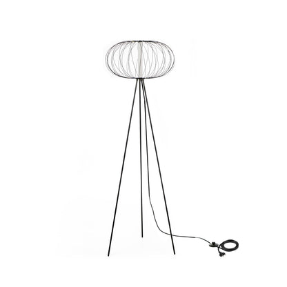 Lampada da terra in acciaio con paralume nero lucido 50x50x150h cm