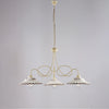 Lampadario avorio decapè, ceramica bianco marrone, 3 luci, Ø80 cm