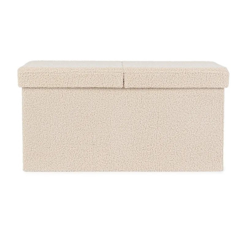 Puf contenedor Joris efecto bouclé beige 76x38x38 cm