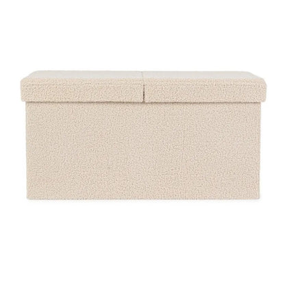Puf contenedor Joris efecto bouclé beige 76x38x38 cm