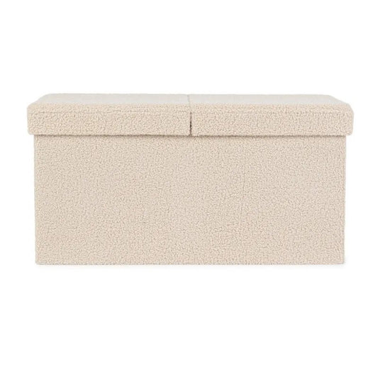 Joris Aufbewahrungshocker mit beigem Bouclé-Effekt, 76 x 38 x 38 cm