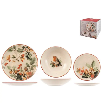 Servizio tavola Crimson Leaves 18 pezzi in stoneware Coupe