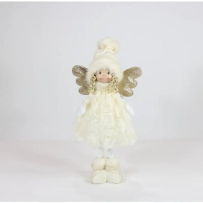 Fatina natalizia oro in piedi con vestito a rose H47 cm