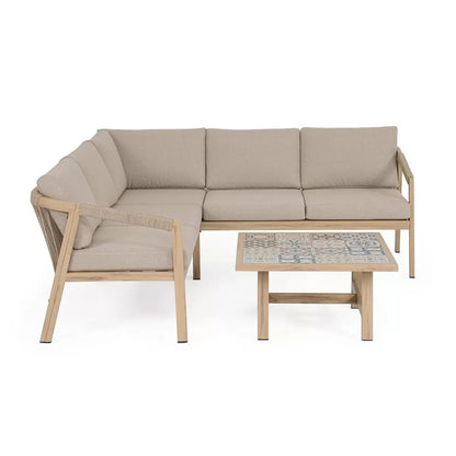 Bizzotto Kalimera Desert Ecklounge-Set aus Aluminium in Holzoptik mit Couchtisch