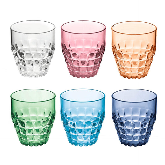 Set mit 6 niedrigen Tiffany-Gläsern in verschiedenen Farben, Ø8,5 H9 cm