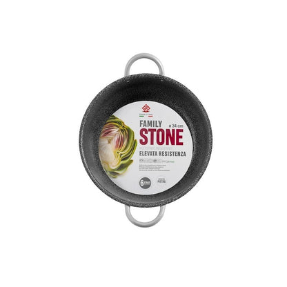 Family Stone 2-Griff-Kochtopf aus antihaftbeschichtetem Aluminium, Ø 34 cm