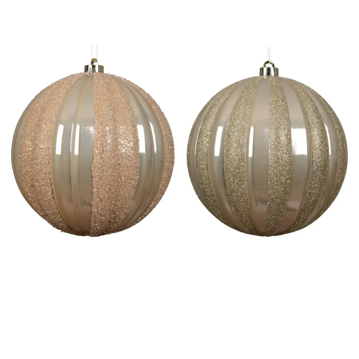 Sfera natalizia in polistirolo perla lucida e glitterata Ø20 cm