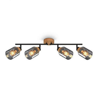 Briloner Hema bar 4xe27 black wood in smoke glass