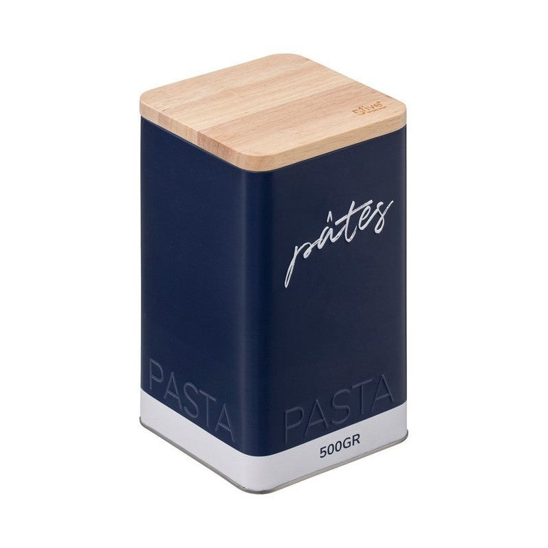 Color Edition pasta container in marine blue relief metal 500 g