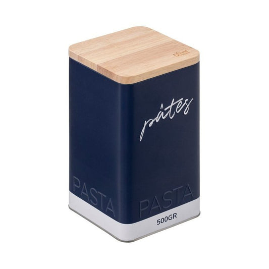 Color Edition pasta container in marine blue relief metal 500 g