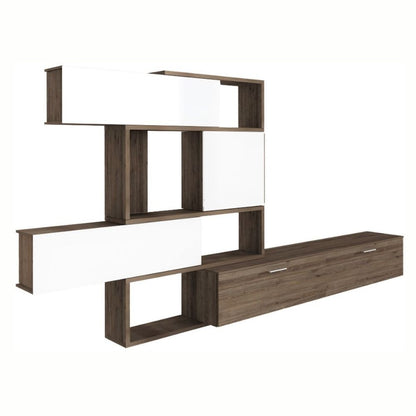 Parete attrezzata noce e bianco 187,5x48,7x293