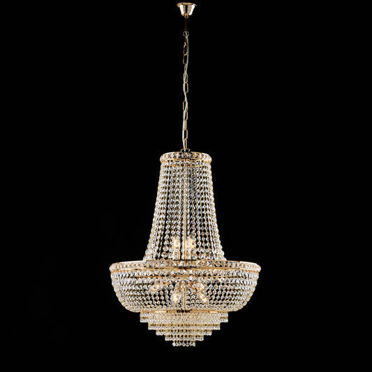 Lampadario in ferro e ottone dorato con strass 11 luci H.82 - MAX 142 - Ø62
