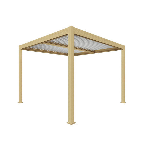 Bioklimatische Pergola Atena mit Holzeffekt 3 x 4 x H 2,5 m