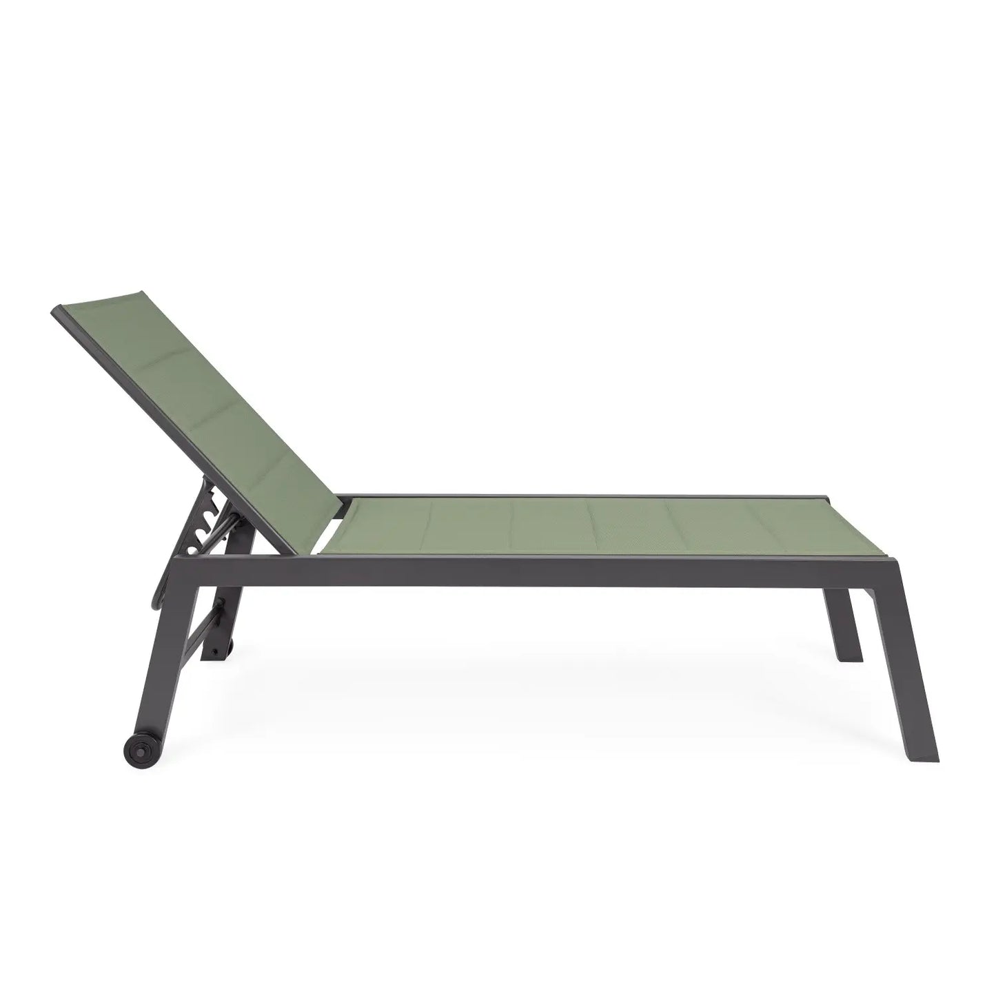 Lettino prendisole Hilde verde con ruote e schienale reclinabile cm 200x70x102h