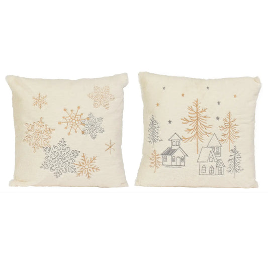 Cuscino decorativo oro e argento con disegni 45 × 45 cm