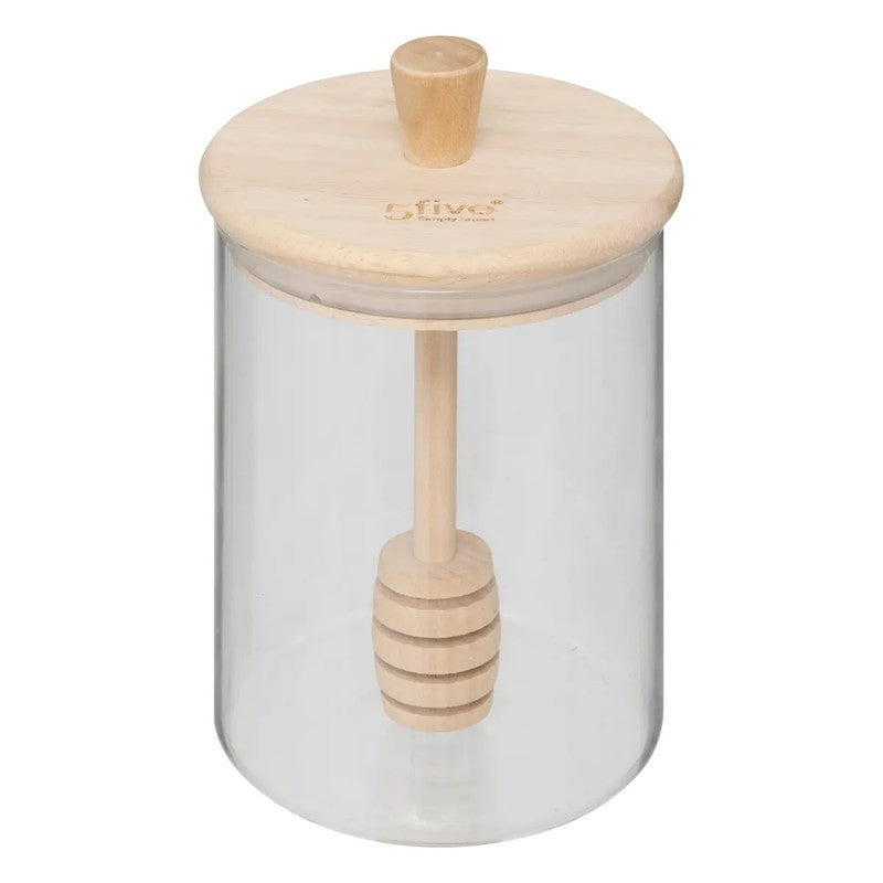 Hermet glass honey jar 0.4 l with lid and wooden spoon