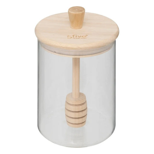 Hermet glass honey jar 0.4 l with lid and wooden spoon