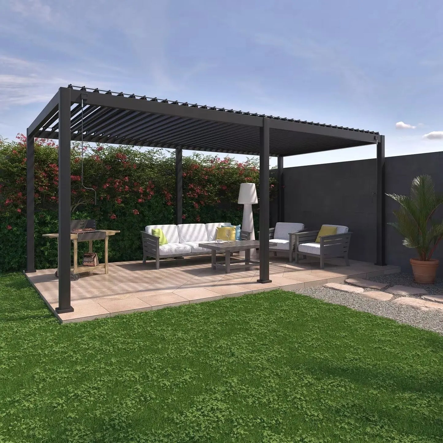 Pergola Bioclimatica Palmas 3x6 m Antracite in Alluminio con Lamelle Orientabili