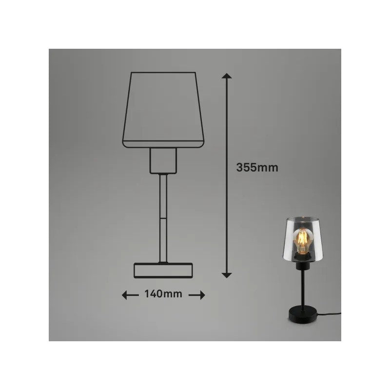Lámpara de mesa Smoke E27 Ø14x35,5 cm negra