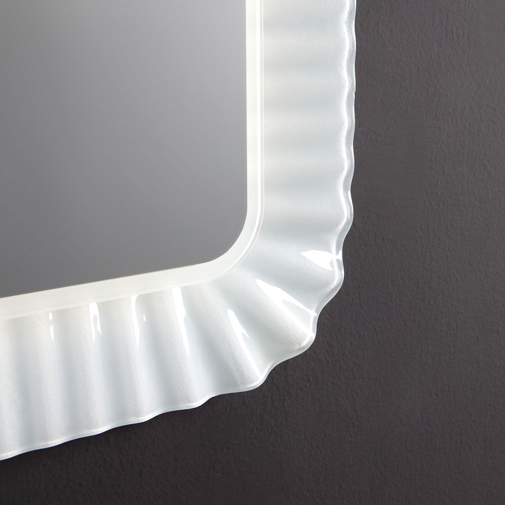 Specchio con Cornice in Vetro Bianco 94x68 cm