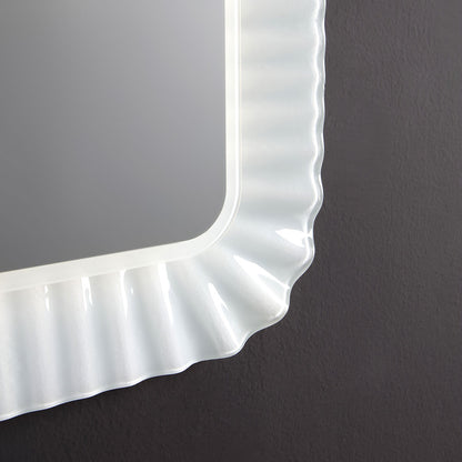 Specchio con Cornice in Vetro Bianco 94x68 cm