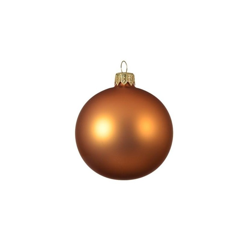 Set 6 palline di Natale in vetro ambra opaco Ø6 cm