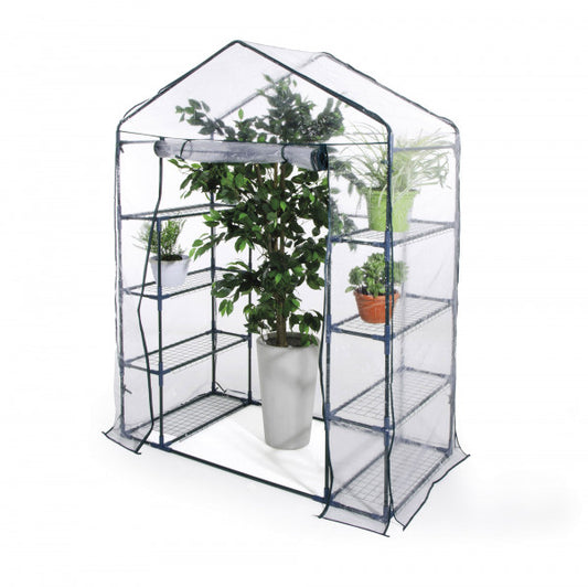 Serra a casetta 8 ripiani con telo in PE cm 43x73x19h