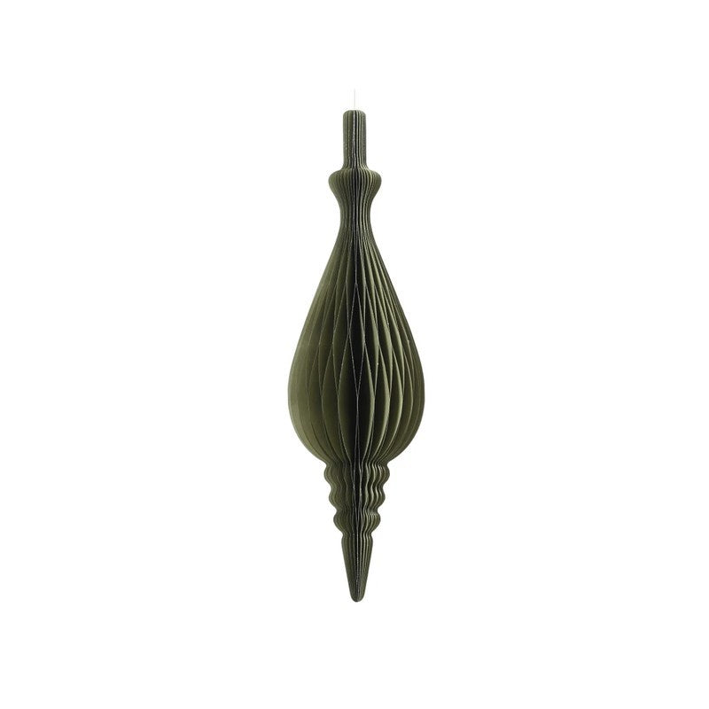 Decorazione natalizia a goccia in carta verde 22 × H80 cm