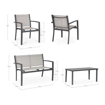 Salotto da giardino Florida 4 pezzi grigio chiaro