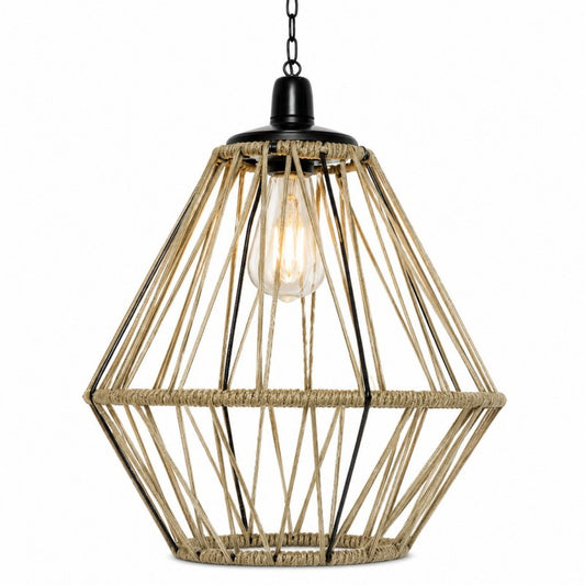 Lampada solare sospesa in metallo color sabbia Ø38 × H47 cm LED luce calda