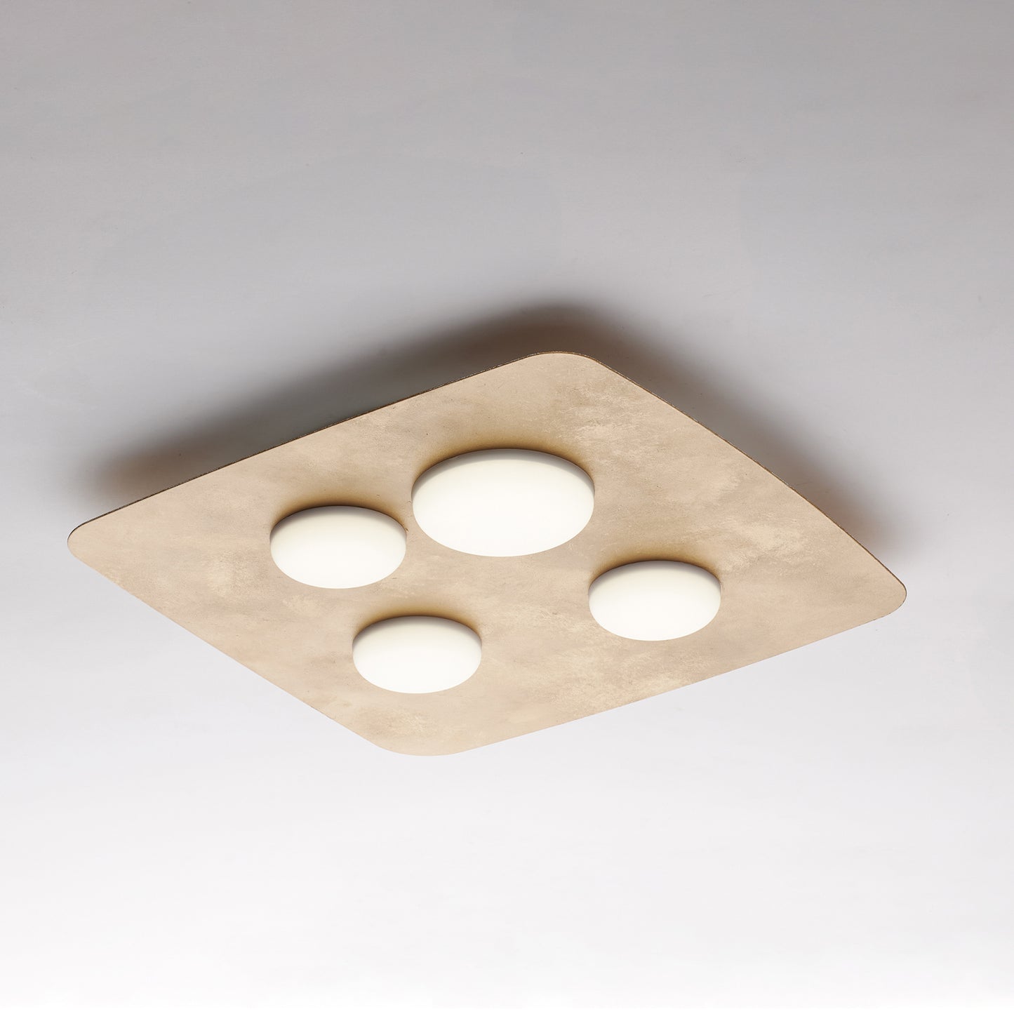 Plafoniera bianca in metallo, oro antico, LED, 4 luci, Ø 45 cm