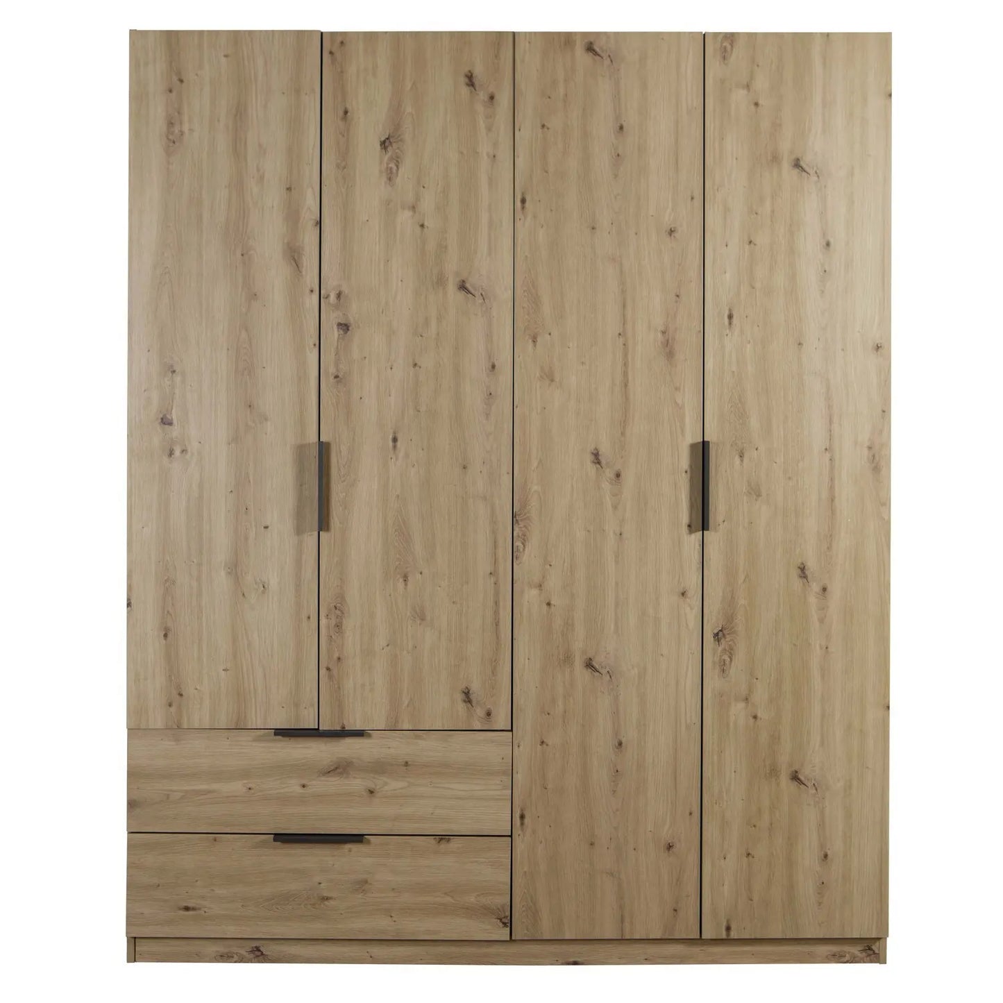 Wardrobe with 4 doors and 2 drawers 162x58 cm artisan oak