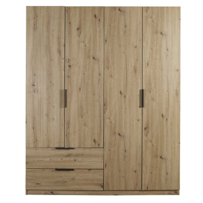Wardrobe with 4 doors and 2 drawers 162x58 cm artisan oak