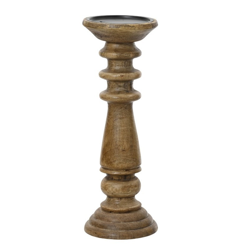Candelabro in legno di mango naturale 12 × 12 × H36 cm