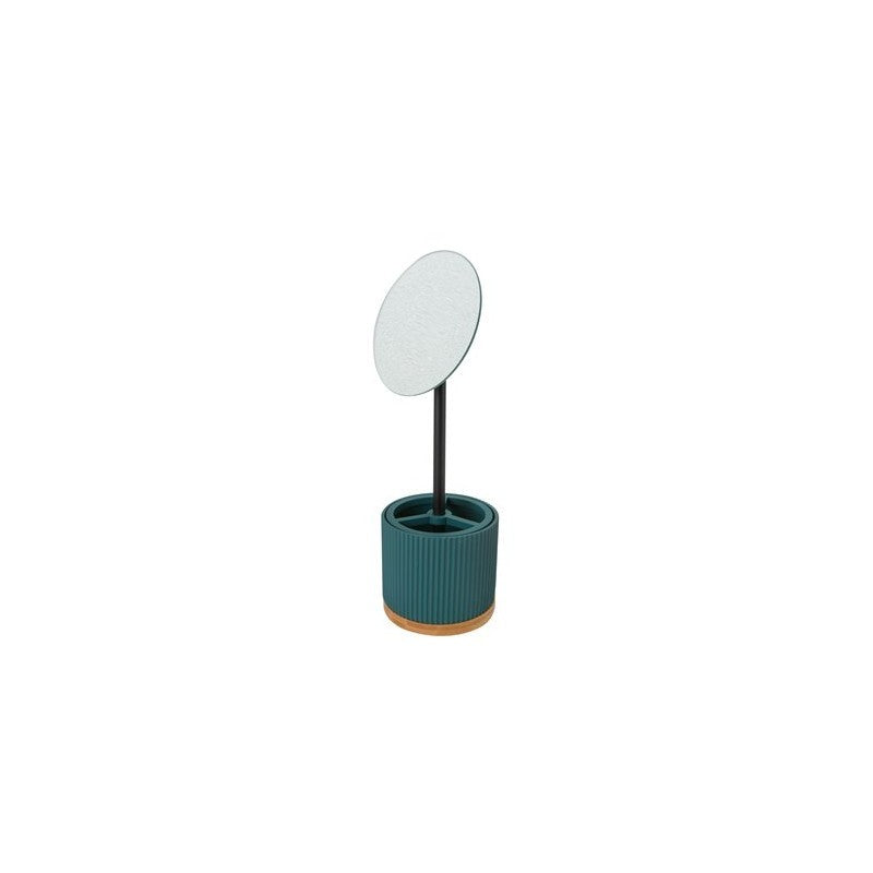 Modern mirror with storage D14 cm, Petrol colour