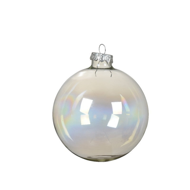 Set 3 palline di Natale in vetro trasparente iridescente Ø10 cm