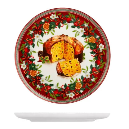 Piatto panettone in porcellana Coupe Natale 27 cm - 1 pezzo fantasia assortita