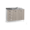 White kitchen under-sink cabinet with 2 Olmo doors and left drawer