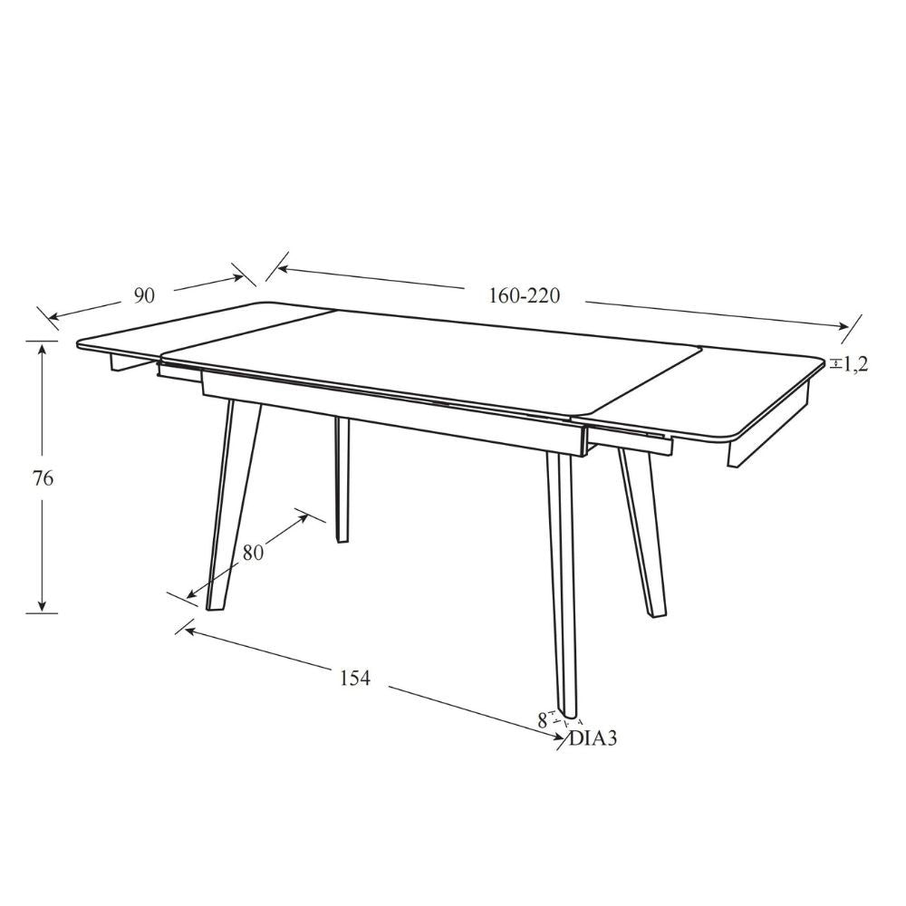 Tavolo allungabile bianco 160x90x76 cm