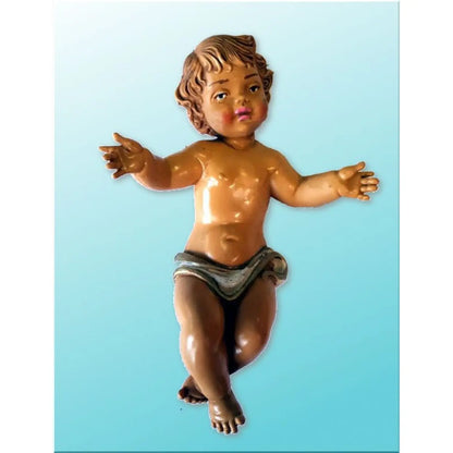 Gesù Bambino per presepe in plastica effetto legno 11 cm