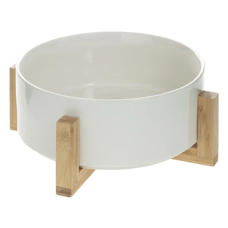 Ensaladera Ø 23 cm bambú y cerámica blanca