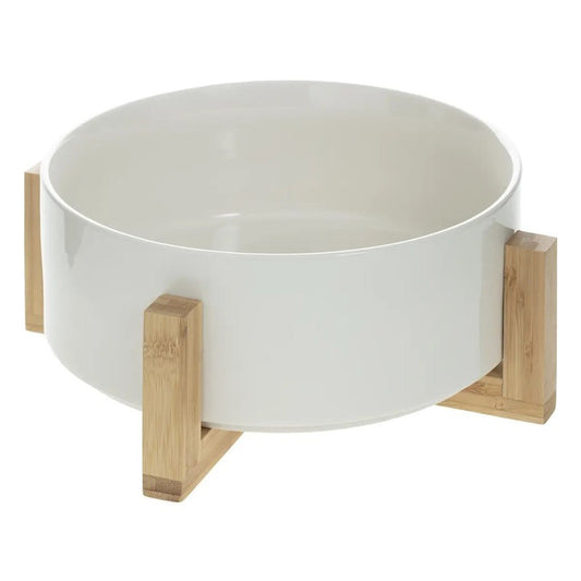 Salad bowl Ø 23 cm bamboo and white ceramic