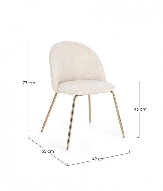 4x Sedia oro/avorio 49x55x77h 46h1 in bouclé