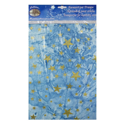 Foglio carta cielo per presepe dipinto a mano con stelle oro 70 × 100 cm