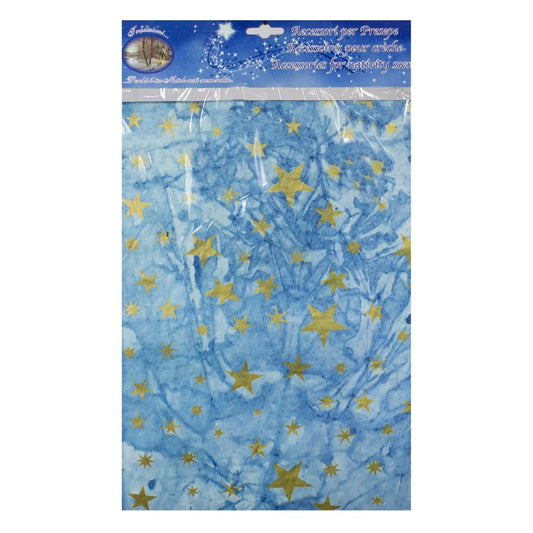 Foglio carta cielo per presepe dipinto a mano con stelle oro 70 × 100 cm