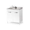Kitchen Sink Base Cabinet, Ash White, 2 doors, 80x50xH 85 cm