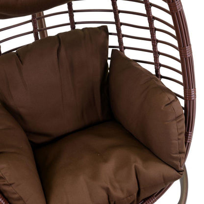 Hanging egg chair in polyrattan with cushion 90x70x200h cm