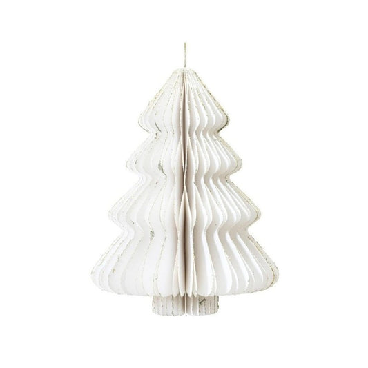 Pendente albero di Natale in carta bianca Ø15 × H20 cm